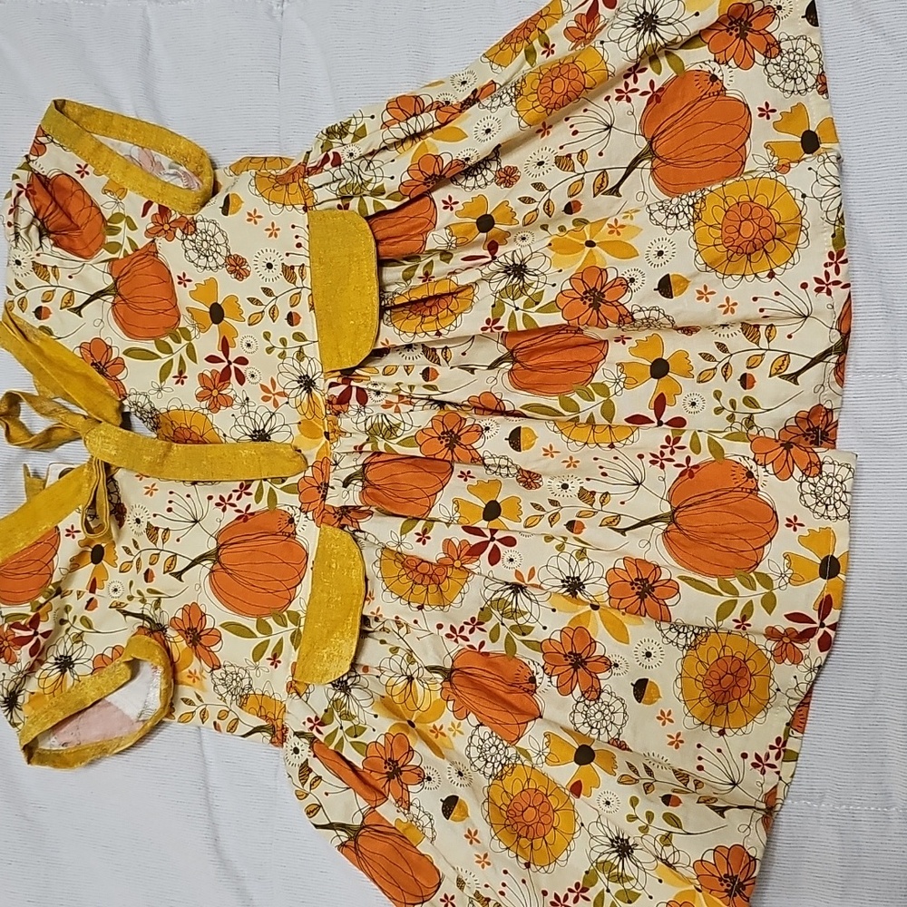 18-24m 100% Cotton Pumpkin Harvest Fall Floral Handmade Dress